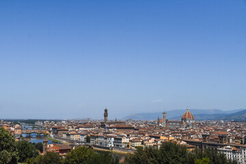 Fototapeta na wymiar Foto panorámica de la ciudad de Florencia desde Piazalle Michelangelo, Italia.