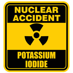 Obraz premium nuclear accident, potassium iodide, sticker and label vector