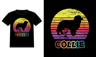 Funny Collie Vintage Retro Sunset Silhouette Gifts Dog Lover Dog Owner Essential T-Shirt
