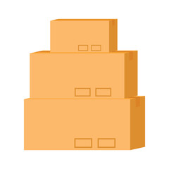 Pile of parcels semi flat color vector object. Cardboard boxes. Delivery service. Full sized item on white. Postal simple cartoon style illustration for web graphic design and animation