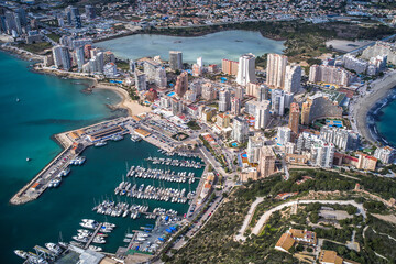 Fototapeta na wymiar aerial view of the small local port in the city of Calpe