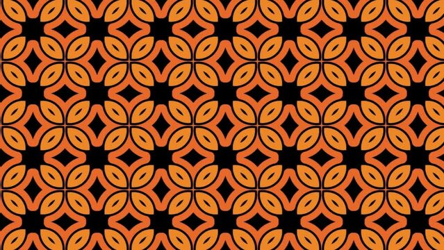 Seamless tile pattern animation with floral signs. Panning
