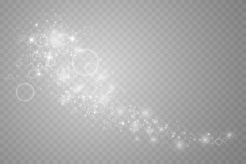Set of white glowing lights effects isolated on transparent background. Christmas lights. Solar flare with beams and spotlight. Glow effect. Starburst with sparkles for cards and holiday backgrounds.