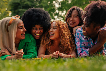 Portrait of smiling girls outdoors