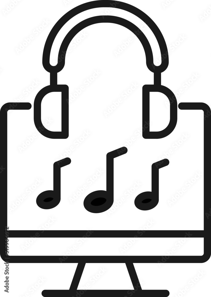 Poster item on pc monitor. outline sign suitable for web sites, apps, stores etc. editable stroke. vector m