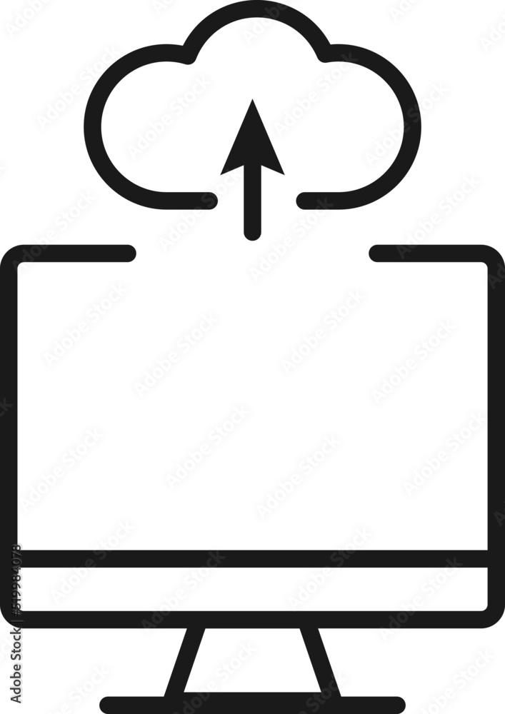 Poster item on pc monitor. outline sign suitable for web sites, apps, stores etc. editable stroke. vector m