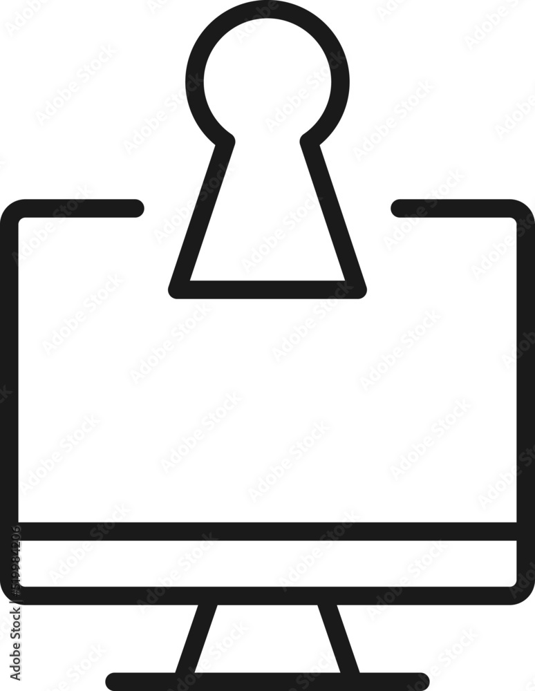 Poster item on pc monitor. outline sign suitable for web sites, apps, stores etc. editable stroke. vector m
