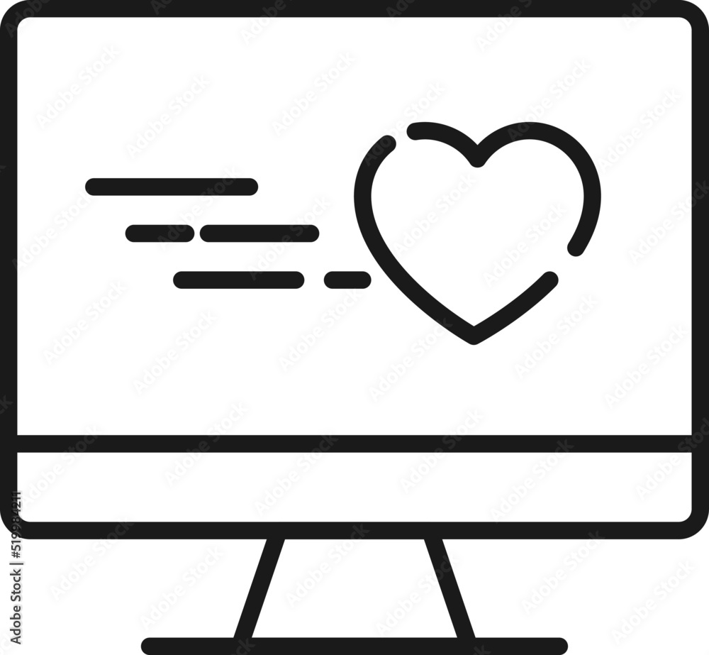 Poster item on pc monitor. outline sign suitable for web sites, apps, stores etc. editable stroke. vector m
