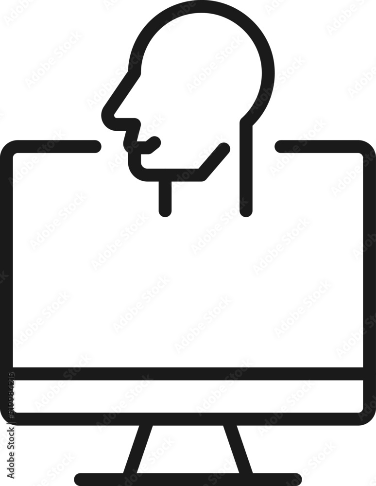 Poster item on pc monitor. outline sign suitable for web sites, apps, stores etc. editable stroke. vector m