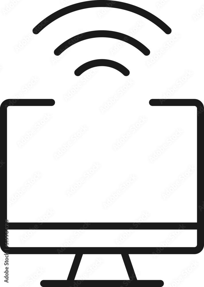 Poster item on pc monitor. outline sign suitable for web sites, apps, stores etc. editable stroke. vector m