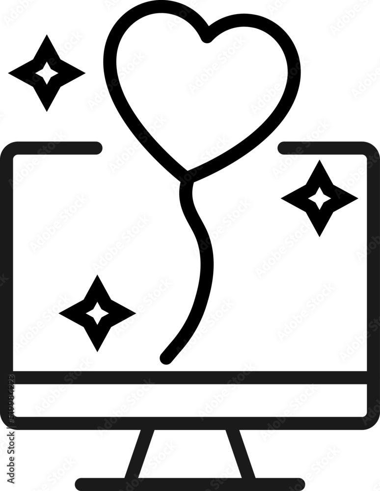 Poster item on pc monitor. outline sign suitable for web sites, apps, stores etc. editable stroke. vector m