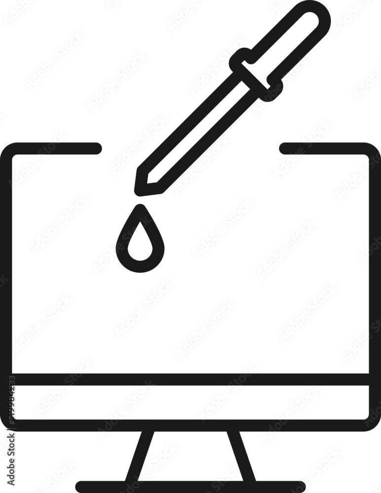 Poster item on pc monitor. outline sign suitable for web sites, apps, stores etc. editable stroke. vector m