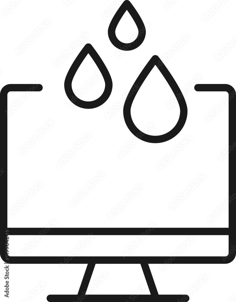 Poster item on pc monitor. outline sign suitable for web sites, apps, stores etc. editable stroke. vector m