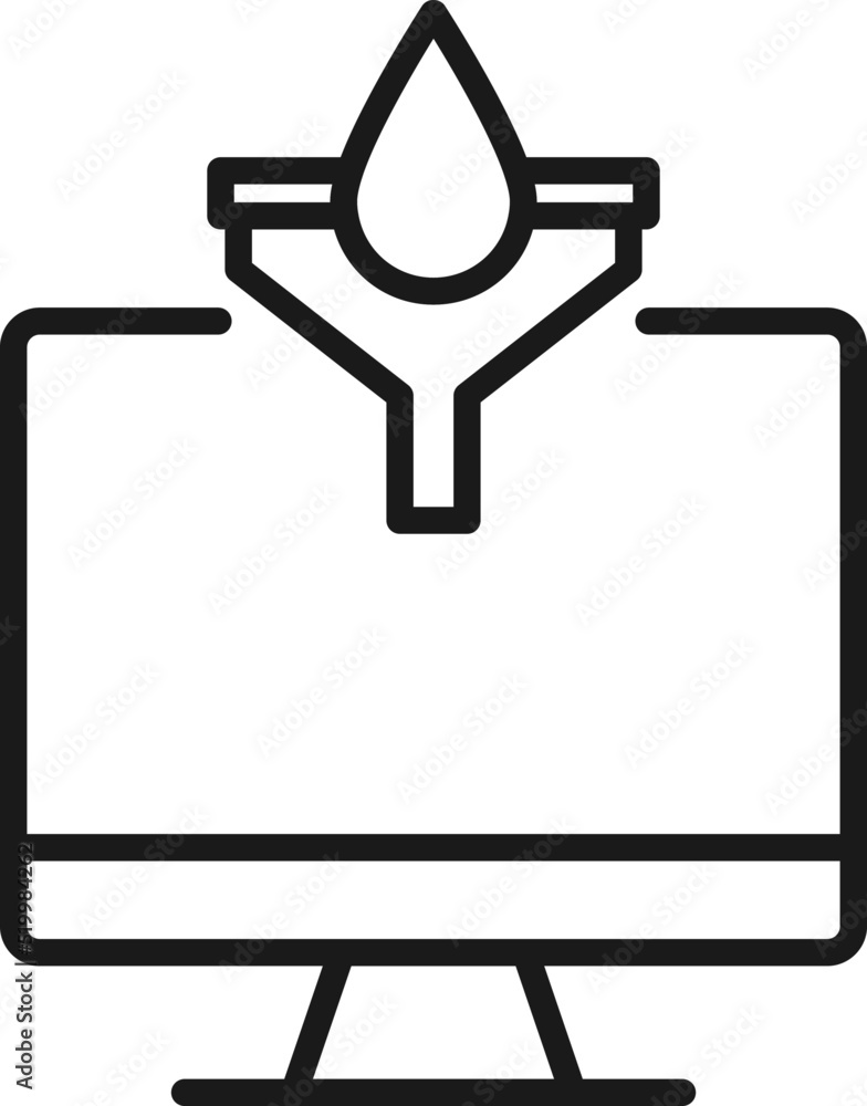 Poster item on pc monitor. outline sign suitable for web sites, apps, stores etc. editable stroke. vector m