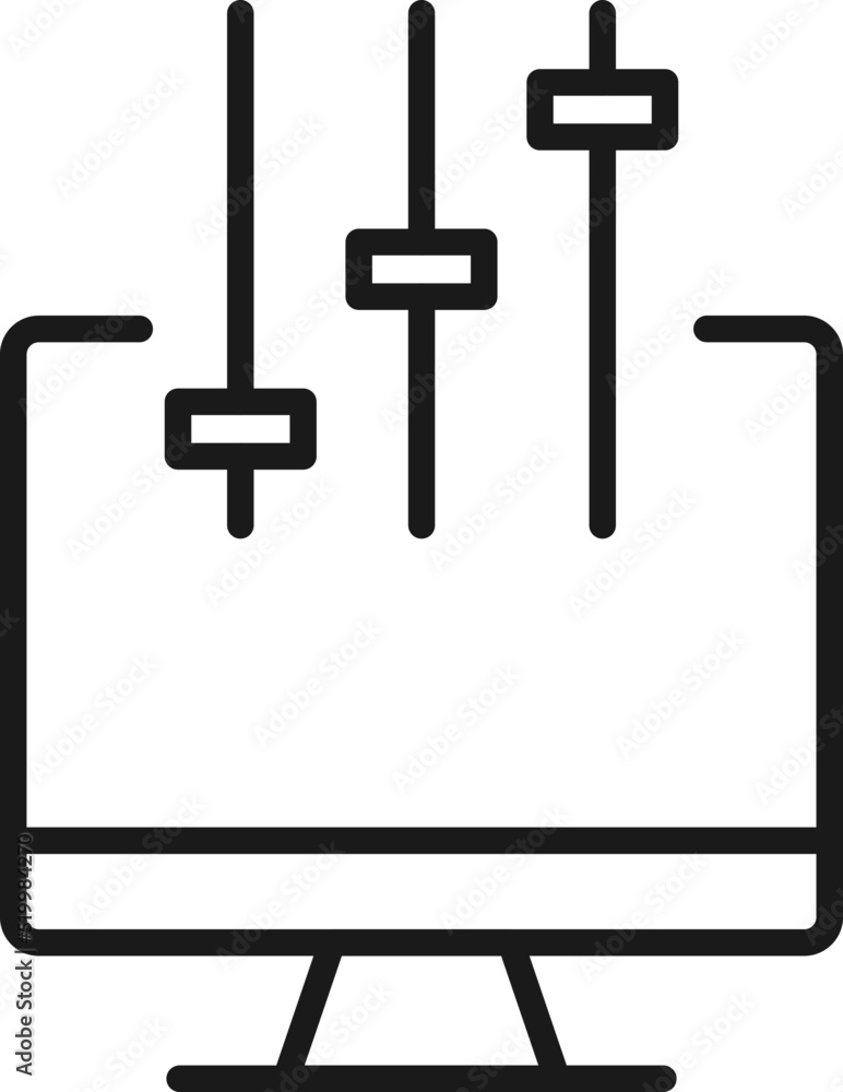 Poster item on pc monitor. outline sign suitable for web sites, apps, stores etc. editable stroke. vector m