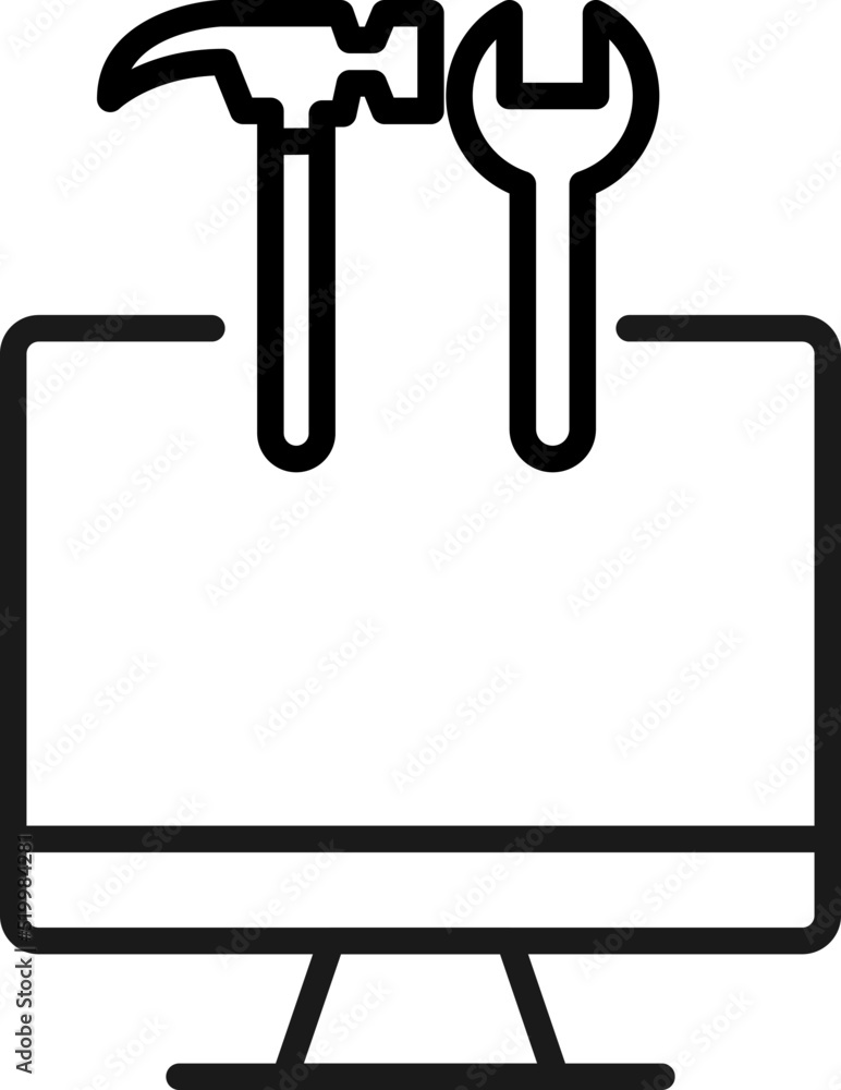 Poster item on pc monitor. outline sign suitable for web sites, apps, stores etc. editable stroke. vector m