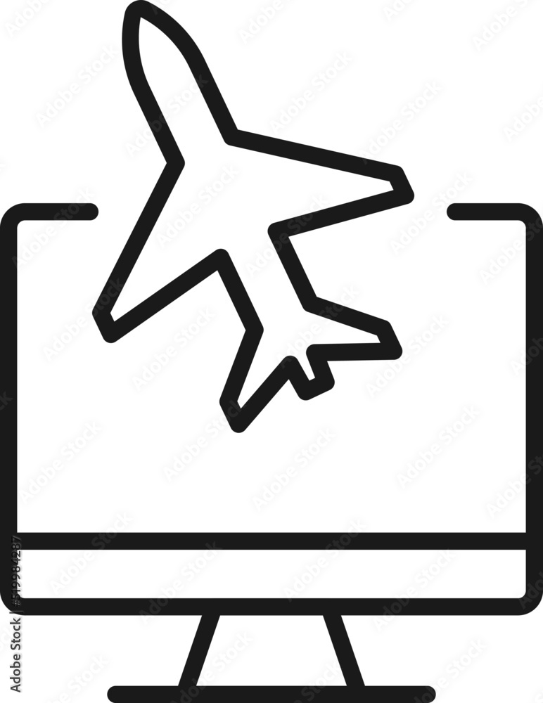 Poster item on pc monitor. outline sign suitable for web sites, apps, stores etc. editable stroke. vector m