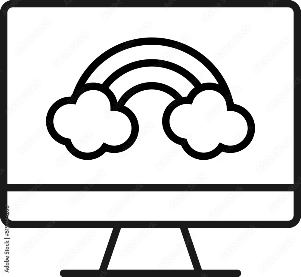 Poster item on pc monitor. outline sign suitable for web sites, apps, stores etc. editable stroke. vector m