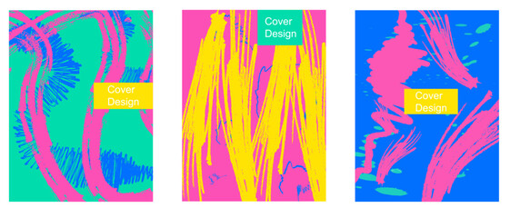 Cover design backgrounds. Vector abstract geometry with pop art color pattern. Wave line shapes, geometric liquid fluid flow graphic, art posters and color gradient abstract cover backgrounds