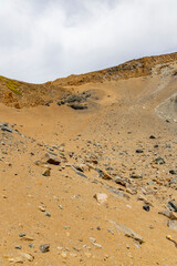 Excursion to the Gran Paradiso in the Alps. Search for rocks, minerals and precious stones. Study of the surface of rocks with sedimented debris over time. Lunar landscape, Martian landscape.