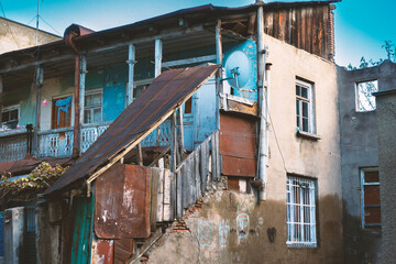 Old courtyards and wooden houses in Tbilisi