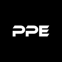 PPE letter logo design with black background in illustrator, vector logo modern alphabet font overlap style. calligraphy designs for logo, Poster, Invitation, etc.