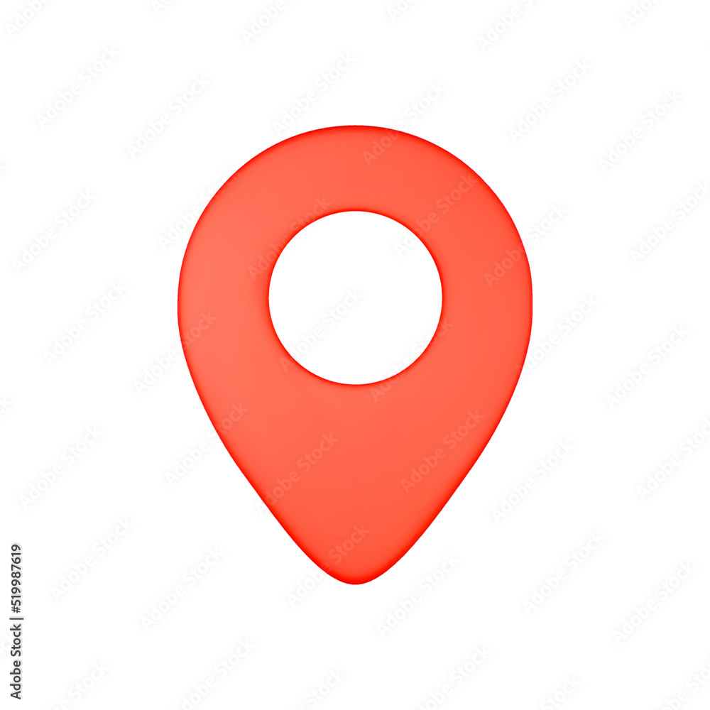 Wall mural 3d render red map pin minimal icon isolated on white background vector illustration. destination and