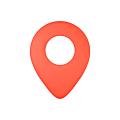 3D render red map pin minimal icon isolated on white background vector illustration. Destination and delivery concept.
