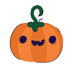 Halloween pumpkin character. Cute cartoon pumpkin. Vector halloween illustration on white.