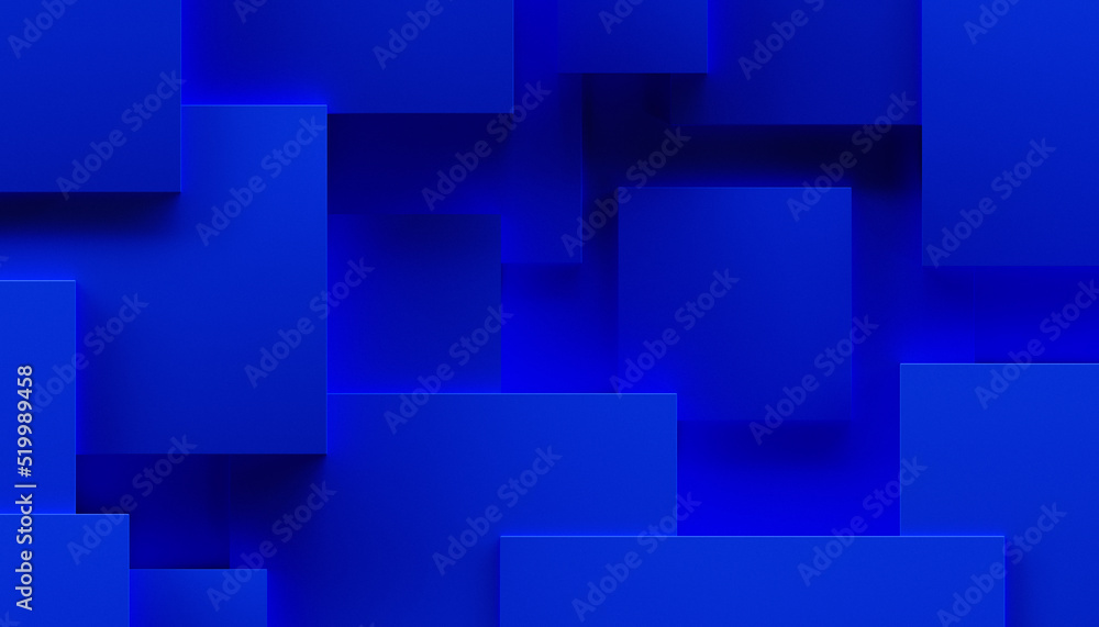 Poster abstract background made of blue cubes. 3d rendering