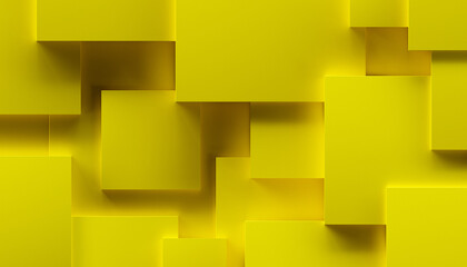 Abstract background made of yellow cubes. 3d rendering