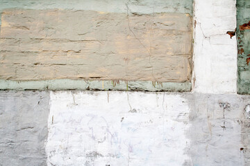 texture of brick wall with white and beige plaster