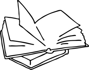 Books for school study or university education, writing diploma, working in classroom. Student, teacher, writer, child all use book for new knowledge, hobby. Hand drawn vintage vector illustration.