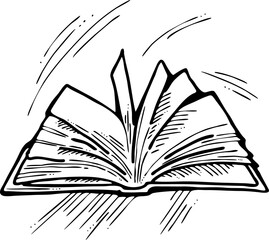 Books for school study or university education, writing diploma, working in classroom. Student, teacher, writer, child all use book get new knowledge, hobby. Hand drawn vintage vector illustration.