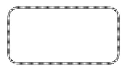 Vector illustration of railroad frame isolated on white background. Railway train track background. Top view railroad train pathes. 
