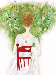 Küchenrückwand glas motiv woman portrait. contemporary painting. watercolor illustration © Anna Ismagilova