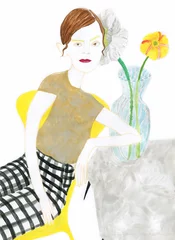 Gordijnen woman portrait. contemporary painting. watercolor illustration © Anna Ismagilova