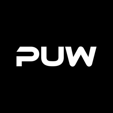 PUW letter logo design with black background in illustrator, vector logo modern alphabet font overlap style. calligraphy designs for logo, Poster, Invitation, etc.