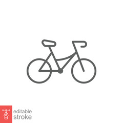 Obraz premium Bicycle icon. Simple outline style. Bike, race, transportation concept. Thin line vector illustration isolated on white background. Editable stroke EPS 10.