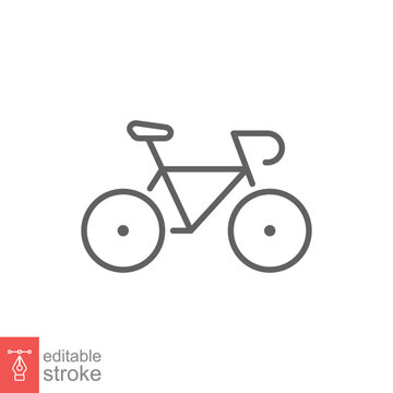 Bicycle icon. Simple outline style. Bike, race, transportation concept. Thin line vector illustration isolated on white background. Editable stroke EPS 10.