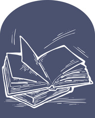 Books for school study or university education, writing diploma, working in classroom. Student, teacher, writer, child all use book get new knowledge, hobby. Hand drawn vintage vector illustration.