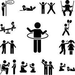 Child, play, hoop, enjoy icon in a collection with other items