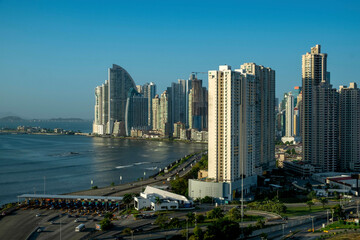 Fototapeta na wymiar Panama City, city center skyline and Bay of Panama, Panama, Central America