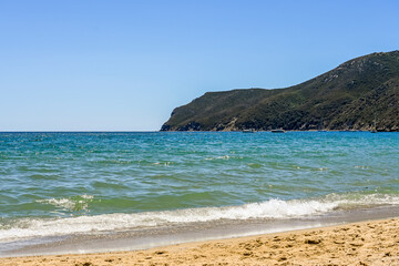 Capoliveri, Straccoligno, Insel, Elbe, Badestrand, Strand, Bucht, Küste, Wassersport, Segelschiffe, Capo Perla, Toskana, Toskanischer Archipel, Sommer, Italien