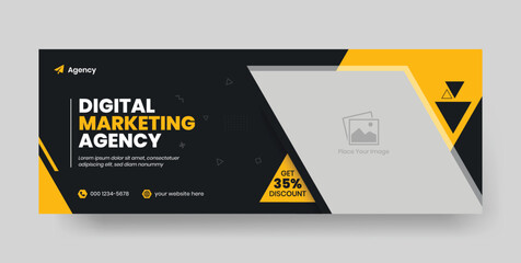 Digital marketing facebook cover | Professional business facebook cover page timeline web ad banner template.