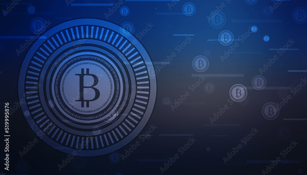 Aufkleber global abstract bitcoin crypto currency blockchain technology world map background illustration