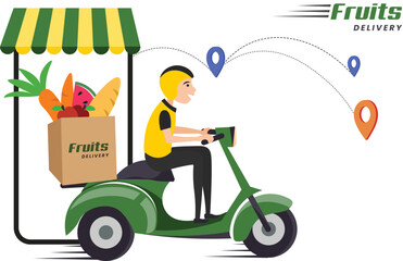 Yellow Green Scooter delivery, Online delivery service, online order tracking,  home delivery, shipping. Man on the bike