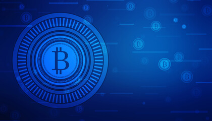 Global Abstract Bitcoin Crypto Currency Blockchain Technology World Map Background Illustration