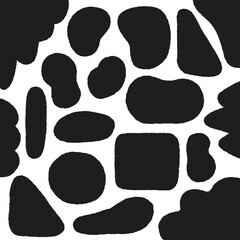 手描きゆるいフォルムの図形セット - 黒色のフレーム・背景･あしらいの素材
