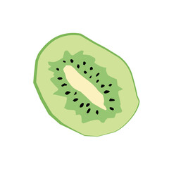 Bright cute kiwi fruit sliced in a flat hand-drawn style. Vector element isolated on a white background